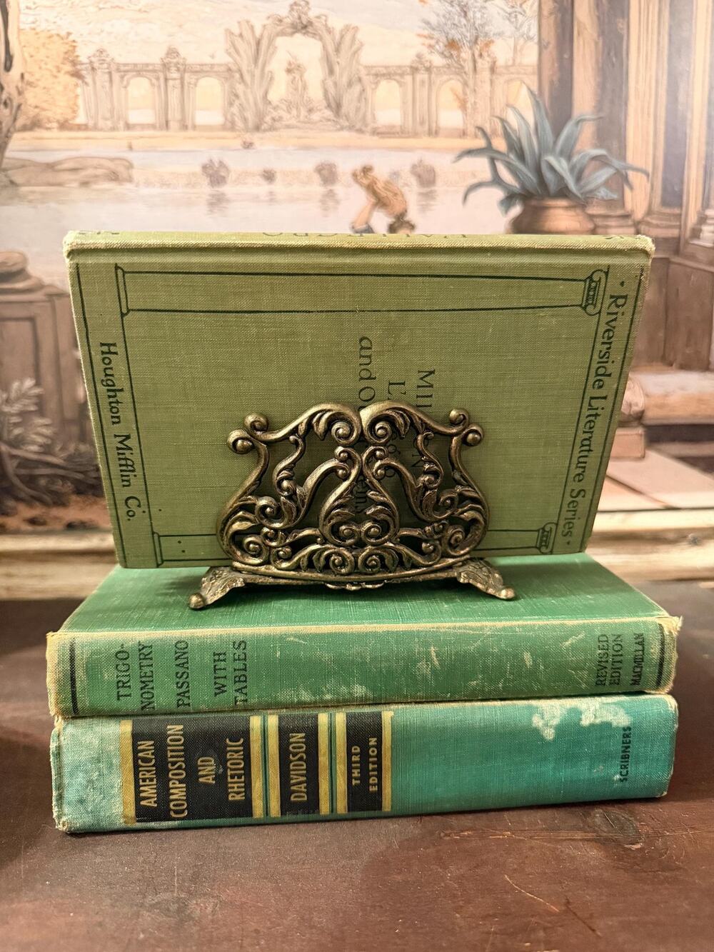Vintage Ornate Silver Letter Holder Filigree Desk Organizer Victorian Rococo
